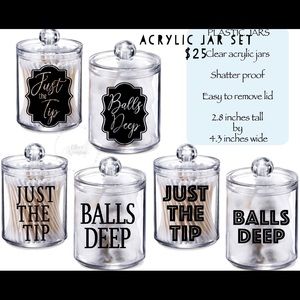Balls deep, just the tip bathroom container set